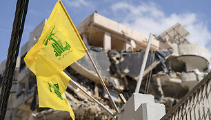 &bdquo;Hezbollah&ldquo; vėliava Beirute / Silvia Casadei/MEI/SIPA / Silvia Casadei/MEI/SIPA