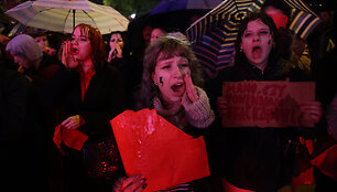 Protestas už palengvintą prieigą prie abortų Lenkijoje /  / AP