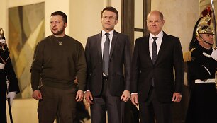 Volodymyras Zelenskis, Emmanuelis Macronas, Olafas Scholzas
