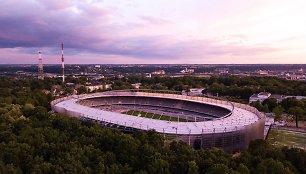 Baigiamas rekonstruoti Kauno stadionas iš paukščio skrydžio