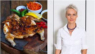 Nida Degutienė ir jos keptas vi&scaron;čiukas tabaka