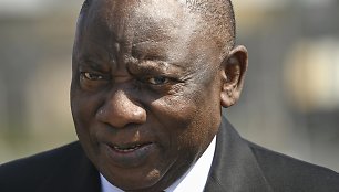 Pietų Afrikos Respublikos prezidentas Cyrilas Ramaphosa Sankt Peterburgo oro uoste