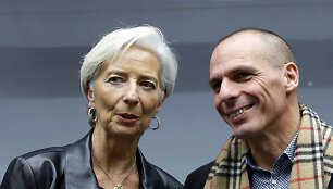 Tarptautinio valiutos fondo (TVF) vadovė Christine Lagarde ir Graikijos finansų ministras Yanis Varoufakis