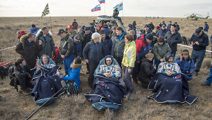 I&scaron; kosmoso grįžo trys astronautai.
