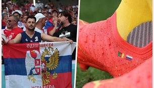 Jų nėra čempionate, bet Rusijos vėliava išdygo Katare tribūnose ir ant žaidėjo bato