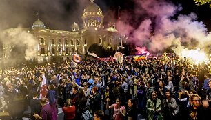 Protestai prie&scaron; A.Vučičiaus valdžią Belgrade