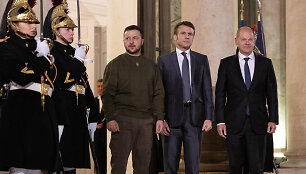 Volodymyras Zelenskis, Emmanuelis Macronas ir Olafas Scholzas
