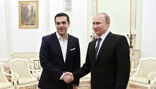Graikijos premjeras Aleksis Cipras ir Rusijos prezidentas Vladimiras Putinas