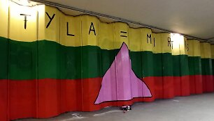 Lietuvos trispalvę papildė LGBT istorijai svarbus simbolis ir užra&scaron;as &bdquo;Tyla = mirtis&ldquo;