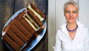 Nida Degutienė ir jos gamintas ledų tortas