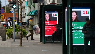 Rinkimų agitacija Reikjaviko gatvėse