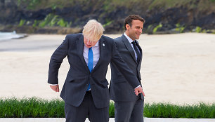 Borisas Johnsonas ir Emmanuelis Macronas