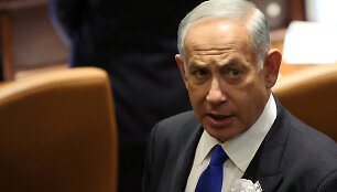 Benjaminas Netanyahu naujojo Izraelio parlamento prisaikdinimo ceremonijoje