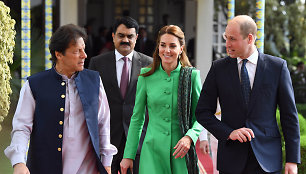 Pakistano ministras pirmininkas Imranas Khanas, Kate Middleton ir princas Williamas