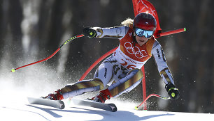 Ester Ledecka triumfavo „Super – G“ varžybose Pjogčange.