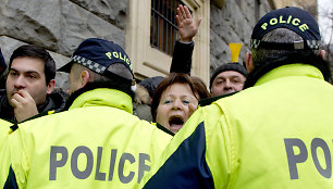 Protestuotojai ir policija Tbilisyje