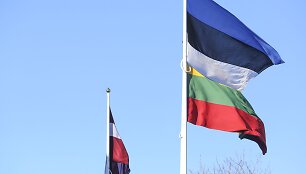 Trijų Baltijos valstybių vėliavų pakėlimo ceremonija.