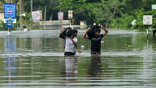Smarkaus lietaus sukeltas potvynis Šri Lankoje