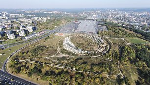 Stadionas ant Šeškinės kalno iš paukščio skrydžio