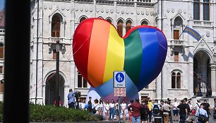 Vengrijos pilietinės grupės protestuoja prieš homofobišką įstatymą