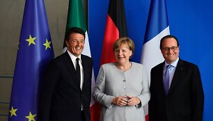 Matteo Renzi, Angela Merkel ir Francois Hollande'as