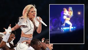 Lady Gaga per pasirodymą su gerbėju nukrito nuo scenos