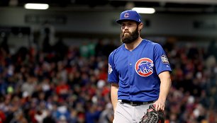 Antrųjų Pasaulio serijos rungtynių didvyris – „Chicago Cubs“ metikas Jake'as Arrieta