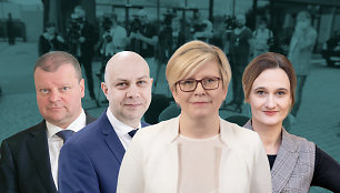 Saulius Skvernelis, Aurelijus Veryga, Ingrida Šimonytė ir Viktorija Čmilytė-Nielsen