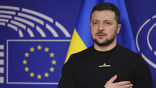 Ukrainos lyderis Volodymyras Zelenskis Europos Parlamente