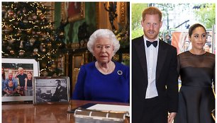 Karalienė Elizabeth II, princas Harry ir Sasekso hercogienė Meghan Markle