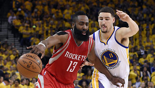 Jamesas Hardenas ir Klay Thompsonas