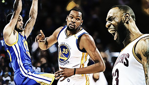 Stephenas Curry, Kevinas Durantas ir LeBronas Jamesas