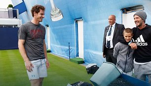 Andy Murray treniruotė su Romeu Beckhamu