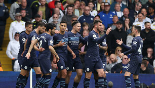 &bdquo;Manchester City&ldquo; futbolininkai &scaron;venčia įvartį