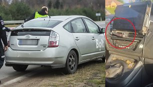 Peilis „Bolt“ pavežėjo automobilyje