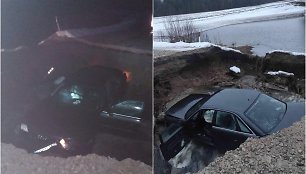 Klaipėdos rajone atsivėrusioje prarajoje rastas automobilis