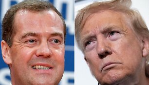 Dmitrijus Medvedevas ir Donaldas Trumpas / ANDREJ ISAKOVIC BRENDAN SMIALOWSKI / AFP