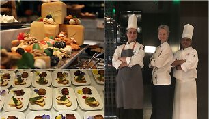Nida Degutienė su dviem labiausiai patyrusiais  restorano &scaron;efais:   serbu  Petar Ogrizovic ir indu  Mithun Sikdar visą savaitę ruo&scaron;ė lietuvi&scaron;kas vai&scaron;es &bdquo;Kempinski Hotel Beijing Lufthansa Center&ldquo; svečiams