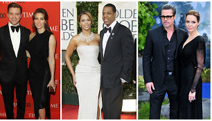 Justinas Timberlake'as su Jessica Biel, Beyonce su Jay-Z ir Bradas Pittas su Angelina Jolie