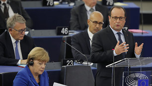 Angela Merkel ir Francois Hollande'as Europos Parlamente