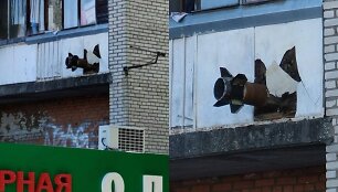 Rusi&scaron;kos raketos fragmentas Podolsko namo balkone