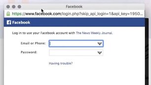 Apgaulingas prisijungimo per &bdquo;Facebook&ldquo; langelis