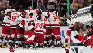 &bdquo;Carolina Hurricanes&ldquo; triumfavo NHL čempionate &ndash; laimėjo Strenlio taurę.