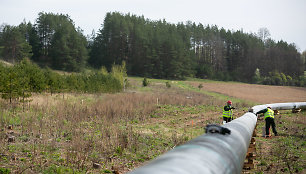 Dujotiekių jungties GIPL statybų aikštelės apžvalga