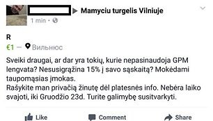 Sukčiaus žinutė socialiniame tinkle