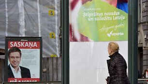 Rinkiminiai stendai Rygoje