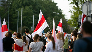 Minia žmonių reiškė palaikymą Baltarusijos žmonėms