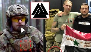 J. Petrovskis užfiksuotas daugybėje nuotraukų, kuriose jis dėvi kra&scaron;tutinių de&scaron;iniųjų simbolius: Valknot (kairėje), Tyro runa (de&scaron;inėje)