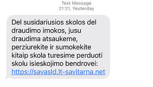 sukčių sms žinutė