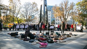 Socialinių darbuotojų akcija „Kiek galime gintis rankinėmis?“